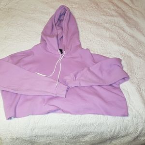 Purple plus size crop top hoodie